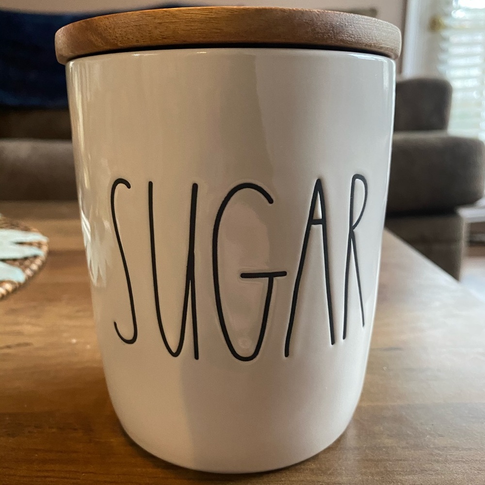 Rae Dunn SUGAR canister with wooden top